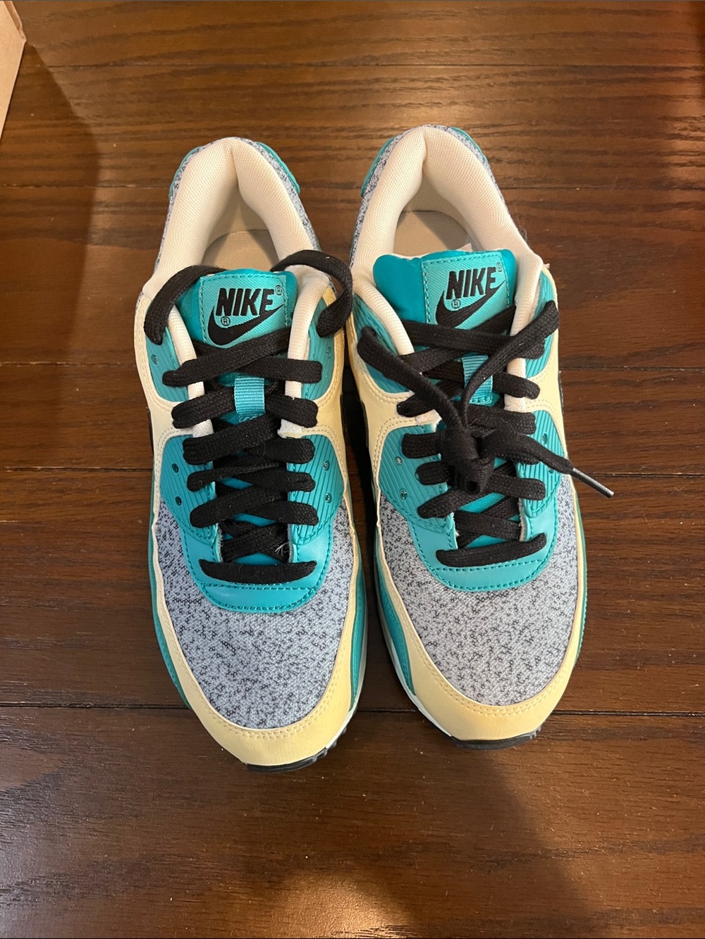 Nike Kids Teal, Yellow, Black and Gray Sneakers